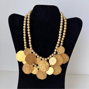 Vintage Kenneth Jay Lane Multi-Strand Coin Statement Necklace